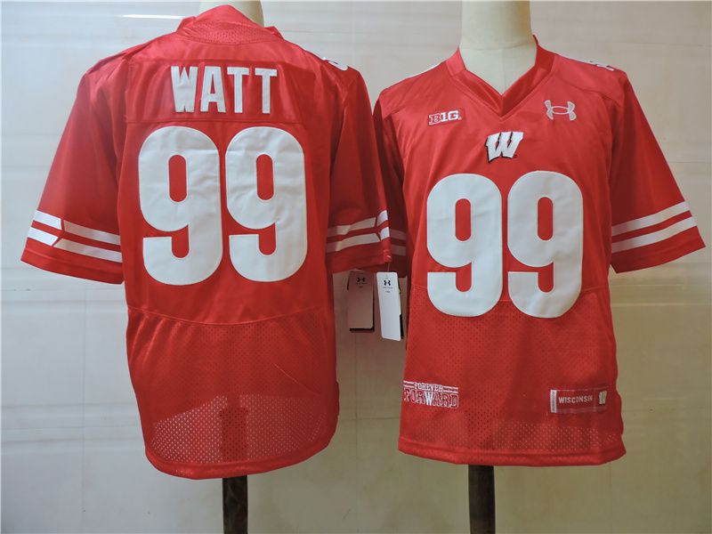 Men Wisconsin Badgers #99 Watt Red Elite 2025 NCAA Jersey->ncaa teams->NCAA Jersey